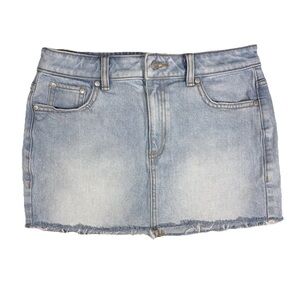 Victoria Secret Pink Denim Jean Distressed Skirt Size Small Light Wash